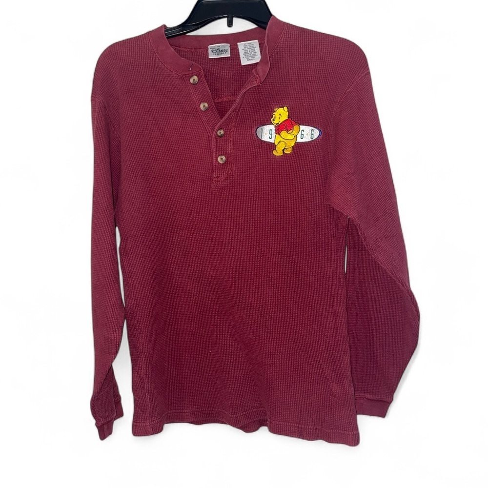 90s Vintage POOH Thermal Shirt Embroidered Winnie - Picture 1 of 3